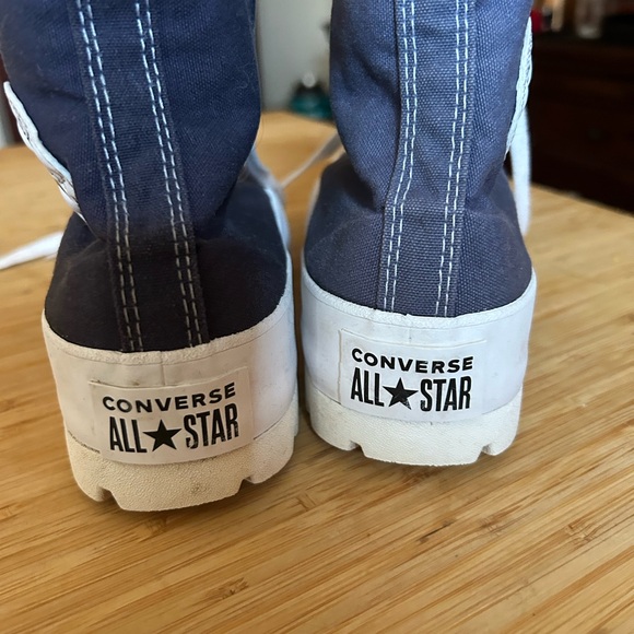 Converse Blue and White High-Top platform Sneakers with Rugged Sole - Picture 4 of 8